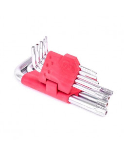 Набір ключів Г-подібних TORX з отвором 9 шт., Т10-Т50, CrV INTERTOOL HT-0604-foto3